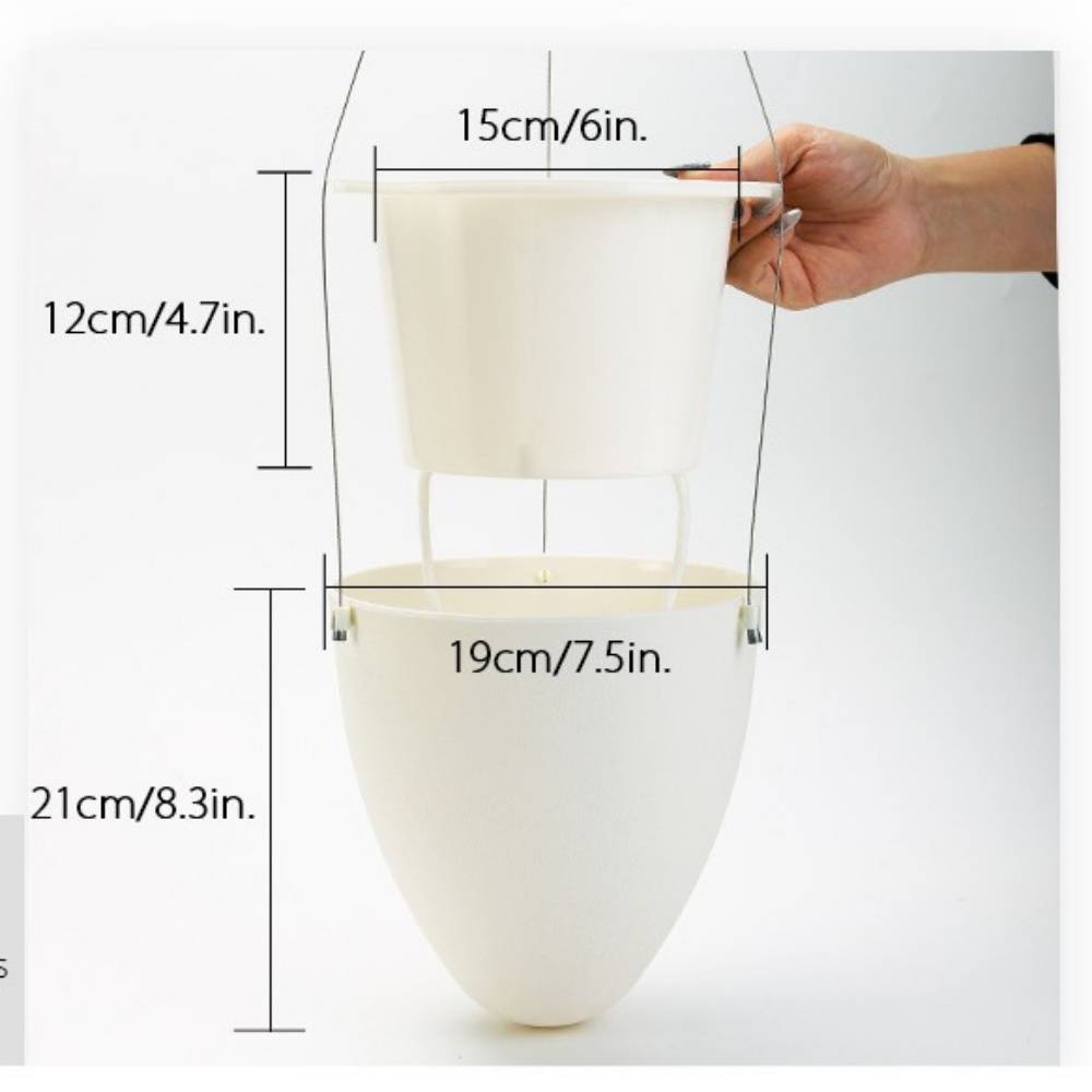 Lot de 2 pots suspendus auto-arrosants - Ø19 cm - Décoration murale intérieur/extérieur - Living123 - Image 5