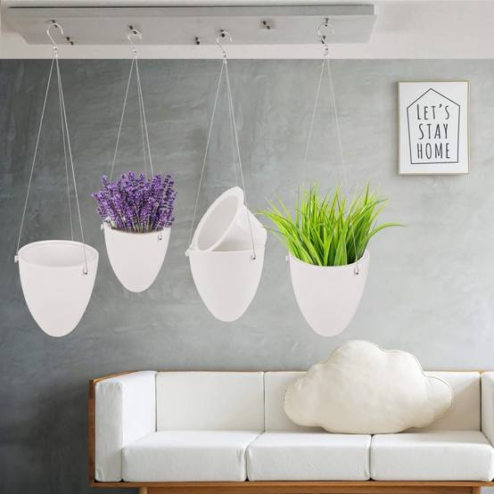Lot de 2 pots suspendus auto-arrosants - Ø19 cm - Décoration murale intérieur/extérieur - Living123 - Image 3