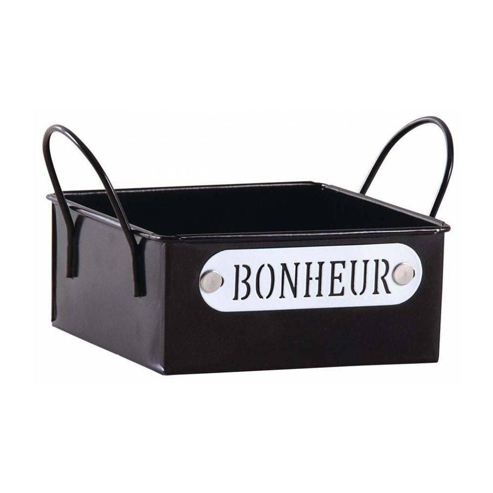 Aubry Gaspard - Mini corbeille en métal laqué noir Bonheur (Lot de 3) - Imagen 2