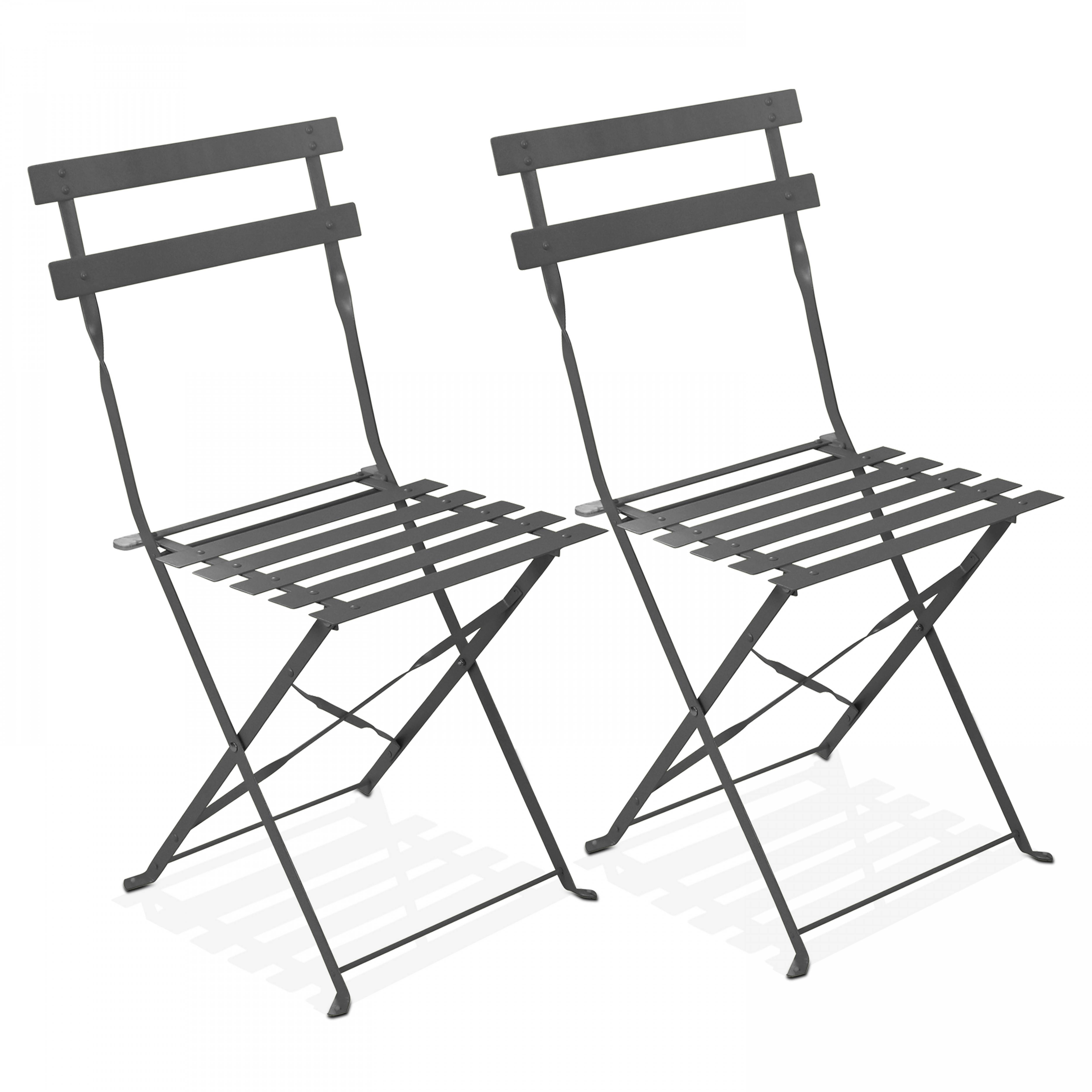 Oviala - Lot de 2 chaises pliantes en acier grises Rome - Oviala - Image 1