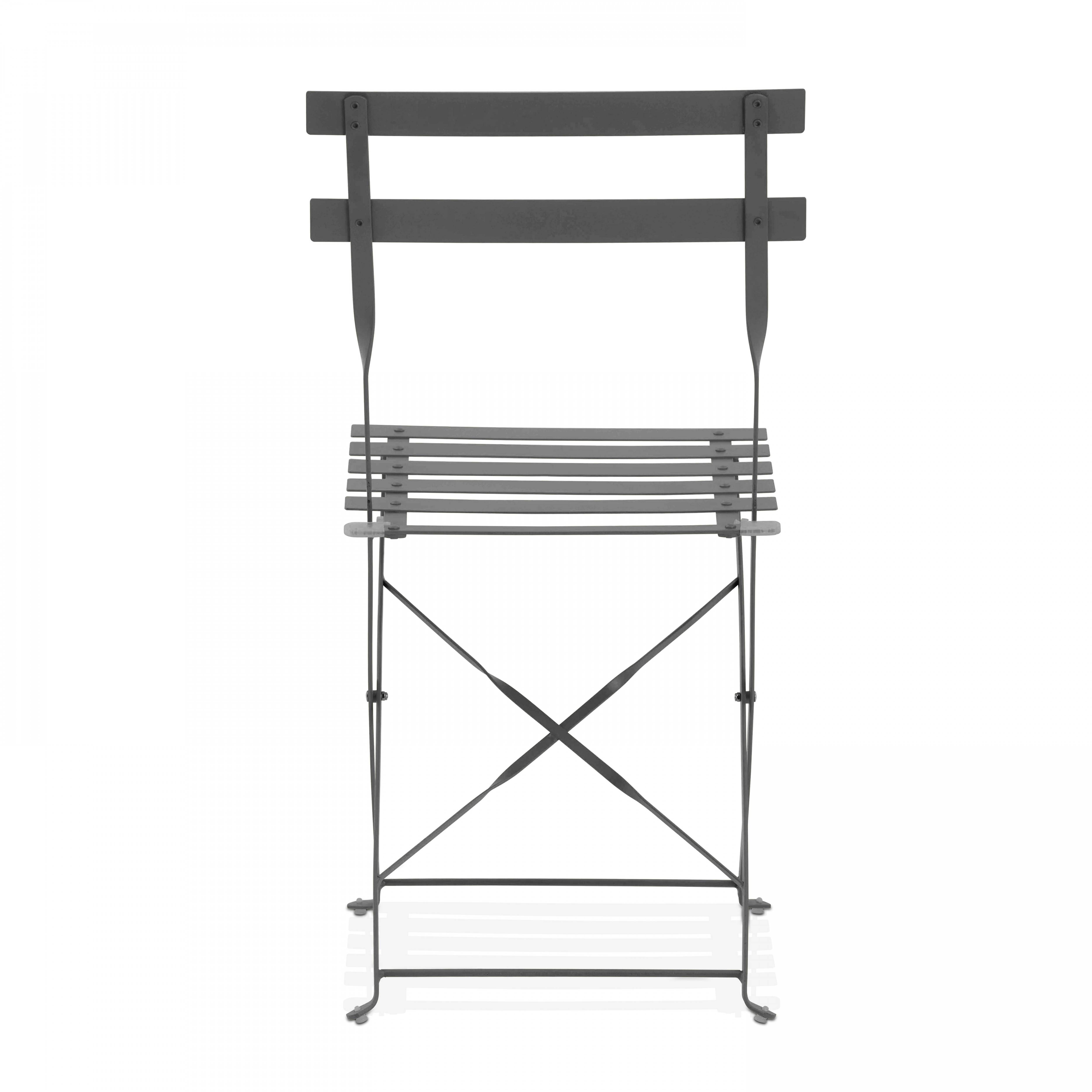 Oviala - Lot de 2 chaises pliantes en acier grises Rome - Oviala - Image 2