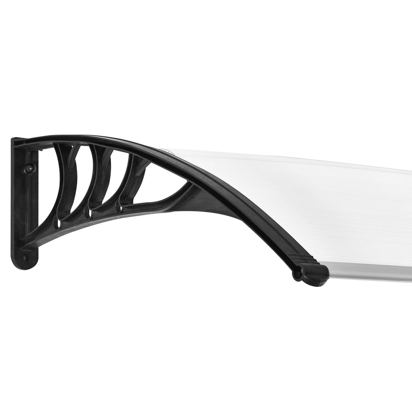 Outsunny - Auvent marquise de porte design voûté arrondi dim. 100L x 80l x 23H cm polycarbonate plastique noir - Outsunny - Imagen 5
