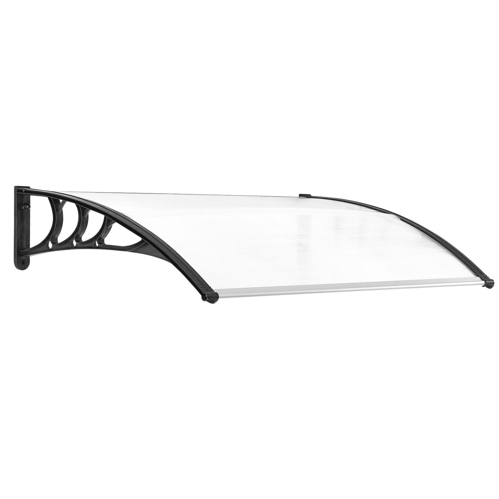 Outsunny - Auvent marquise de porte design voûté arrondi dim. 100L x 80l x 23H cm polycarbonate plastique noir - Outsunny - Imagen 1