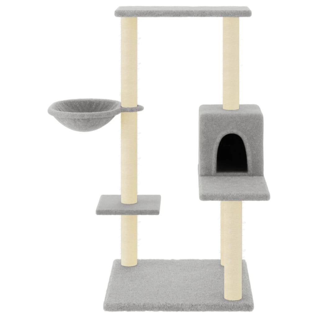 Arbre à chat bois sisal et peluche gris clair 78 x 59 x 95 cm - PANGIVO - Image 3