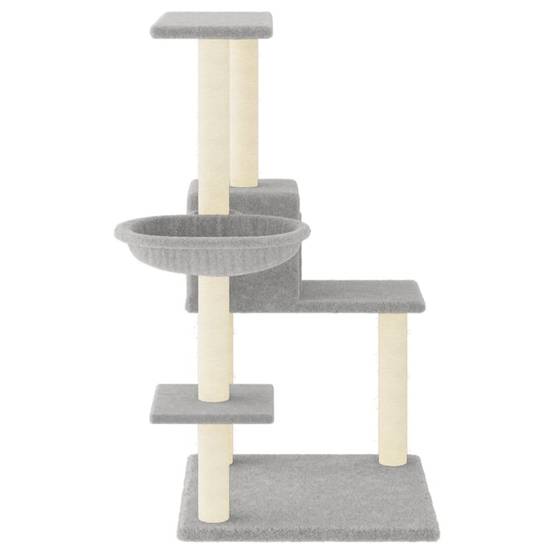 Arbre à chat bois sisal et peluche gris clair 78 x 59 x 95 cm - PANGIVO - Image 4