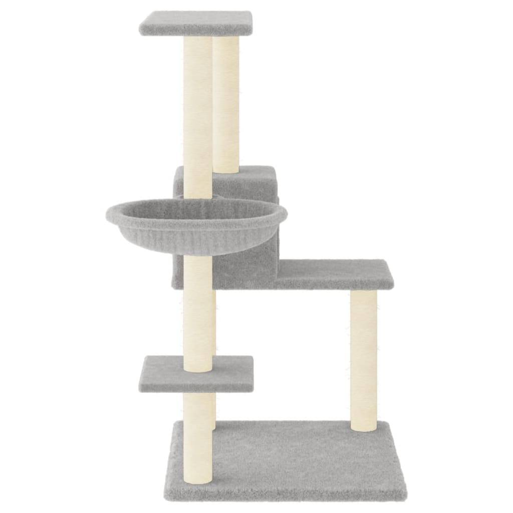 Arbre à chat bois sisal et peluche gris clair 78 x 59 x 95 cm - PANGIVO - Image 4
