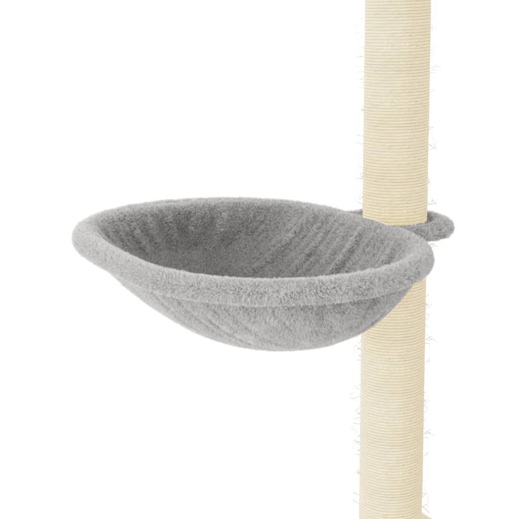 Arbre à chat bois sisal et peluche gris clair 78 x 59 x 95 cm - PANGIVO - Image 7