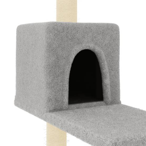 Arbre à chat bois sisal et peluche gris clair 78 x 59 x 95 cm - PANGIVO - Image 6