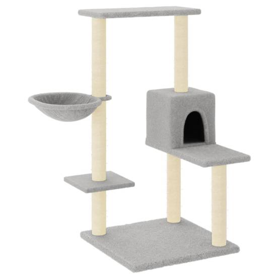 Arbre à chat bois sisal et peluche gris clair 78 x 59 x 95 cm - PANGIVO - Image 2