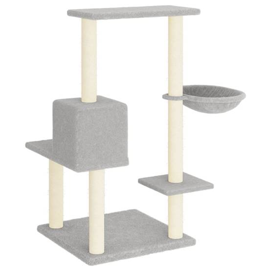 Arbre à chat bois sisal et peluche gris clair 78 x 59 x 95 cm - PANGIVO - Image 5