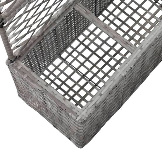 Lit surélevé De Jardin - Jardinière - Bac à Fleurs en treillis 3 pots 83x30x130cm Résine tressée Gris MC134 - Image 6