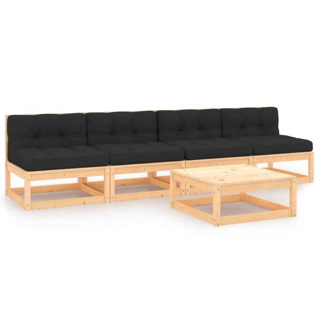 Helloshop26 - Salon de jardin meuble d'extérieur ensemble de mobilier 5 pièces avec coussins bois de pin massif - Imagen 1