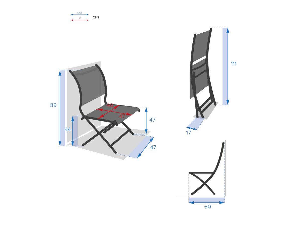 Hesperide - Lot de 4 chaises de jardin en aluminium pliables Anthracite Axant - Hespéride - Imagen 5