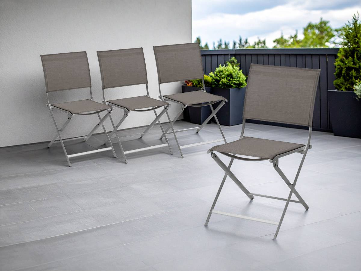 Hesperide - Lot de 4 chaises de jardin en aluminium pliables Anthracite Axant - Hespéride - Imagen 2
