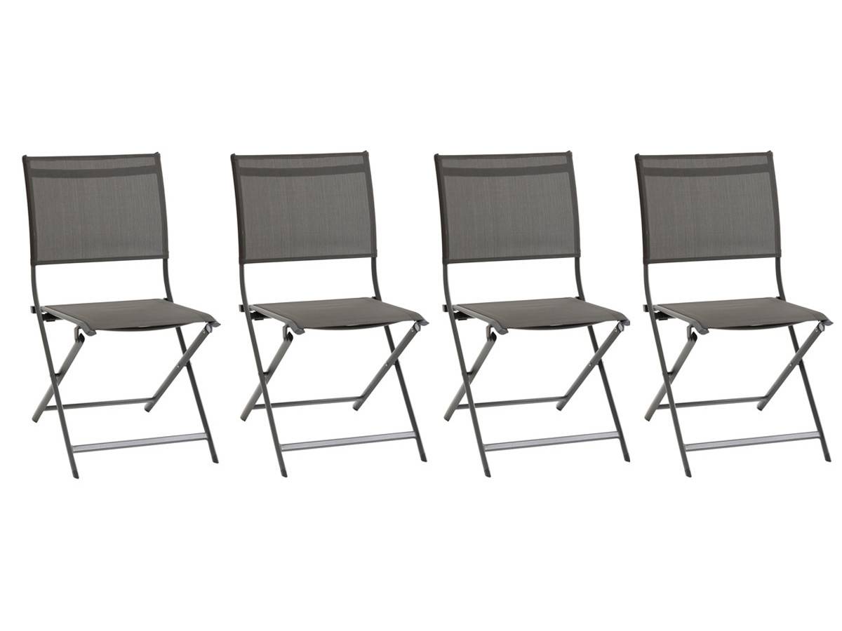 Hesperide - Lot de 4 chaises de jardin en aluminium pliables Anthracite Axant - Hespéride - Imagen 1