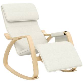 Fauteuil relax à bascule fauteuil allaitement avec repose-pieds réglable, poche latérale et appui-tête, blanc crème
