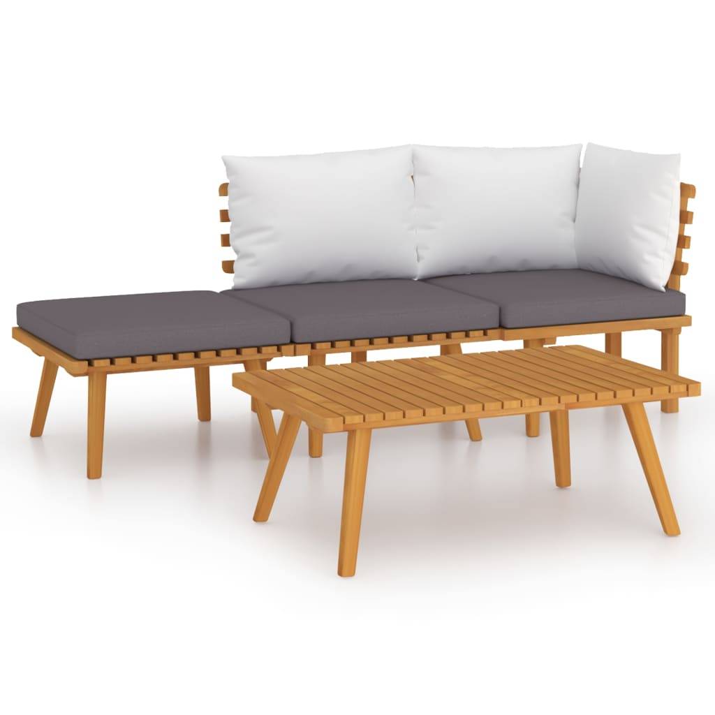 Helloshop26 - Salon de jardin meuble d'extérieur ensemble de mobilier 4 pièces avec coussins bois d'acacia solide - Imagen 1