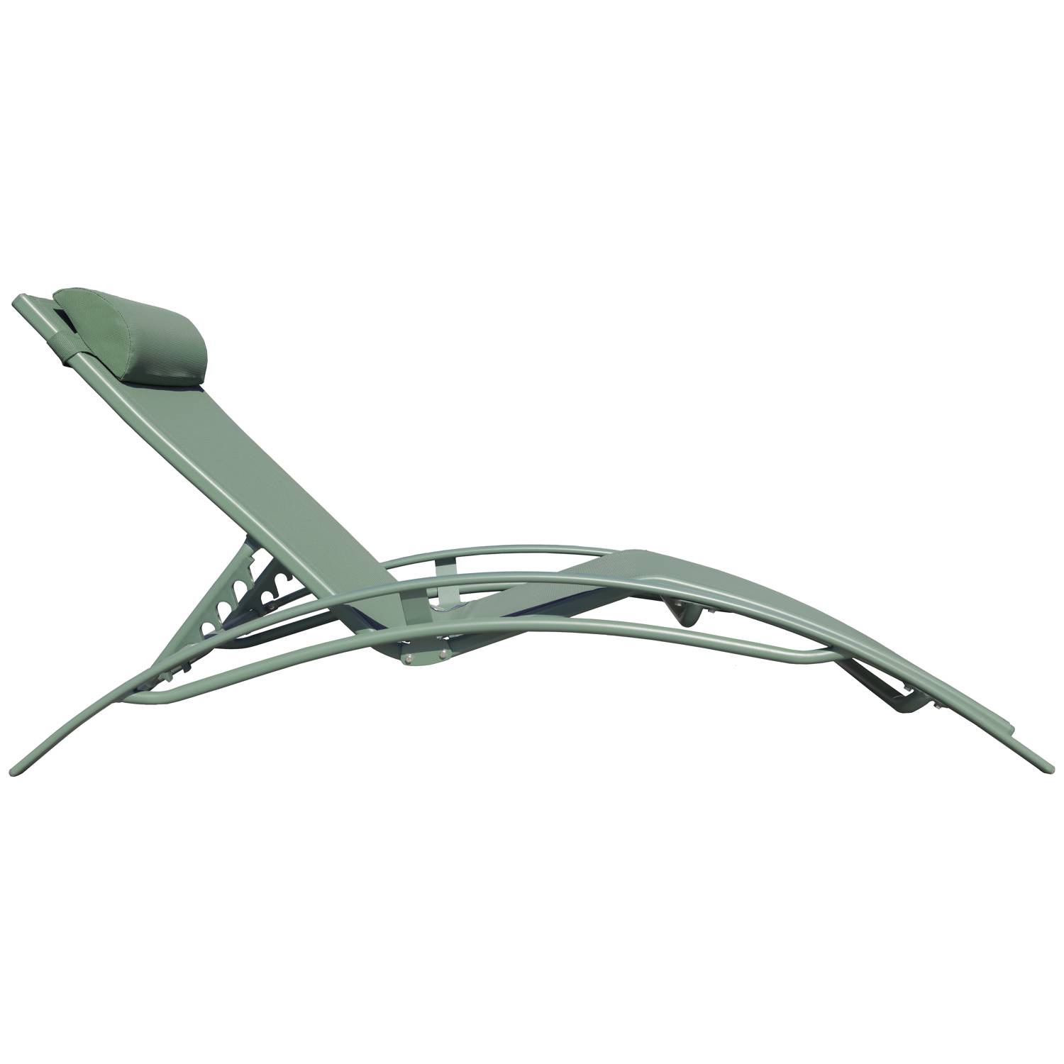 Happy Garden - Lot de 2 transats GALAPAGOS en textilène vert sauge - aluminium vert sauge - HAPPY GARDEN - Imagen 4