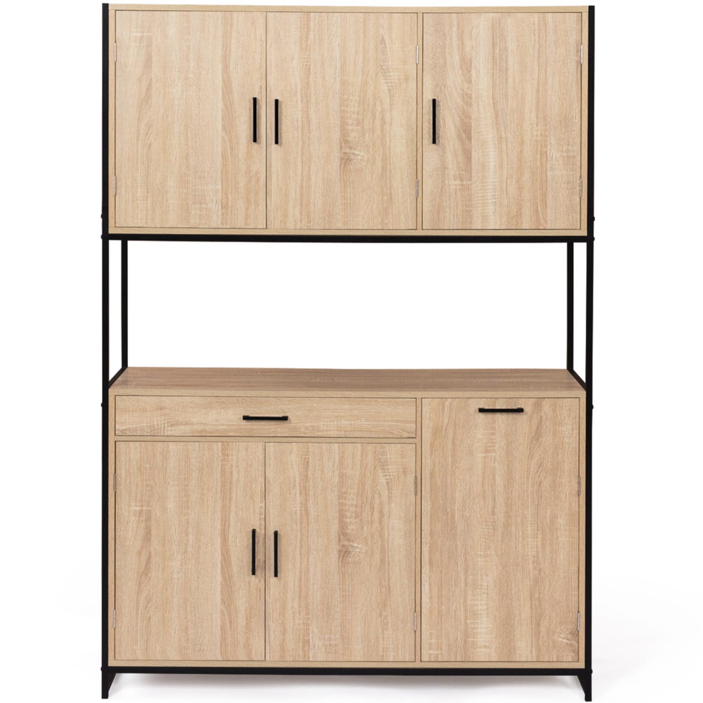 Buffet de cuisine 120 CM DETROIT meuble 6 portes design industriel + tiroir - Image 3