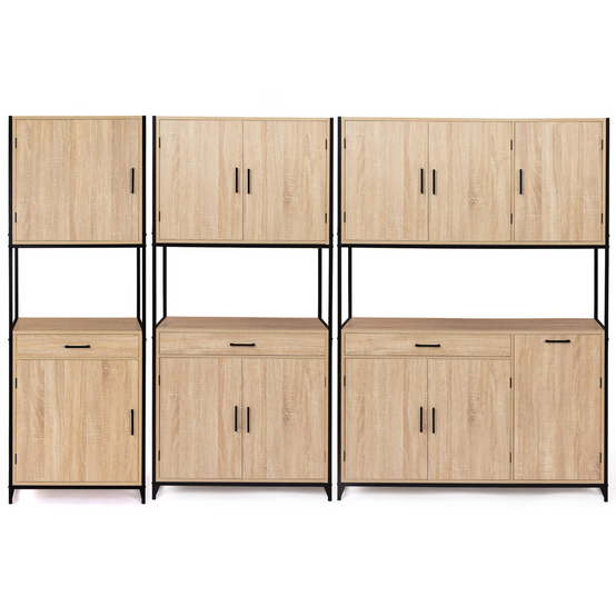 Buffet de cuisine 120 CM DETROIT meuble 6 portes design industriel + tiroir - Image 8