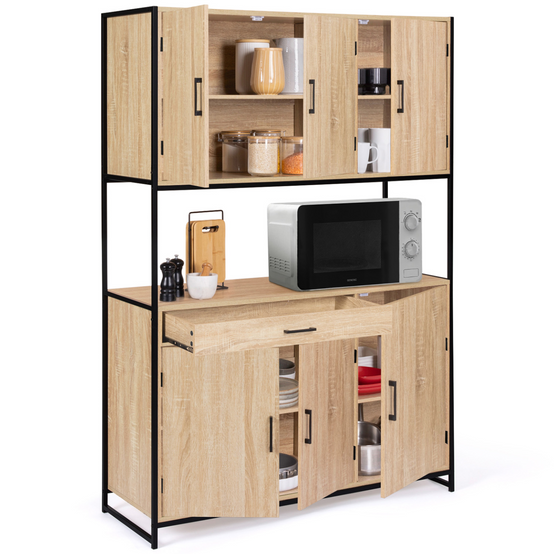 Buffet de cuisine 120 CM DETROIT meuble 6 portes design industriel + tiroir - Image 4