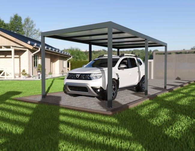 Carport aluminium autoportant 3x6 m anthracite Fabriqué en France - Image 1