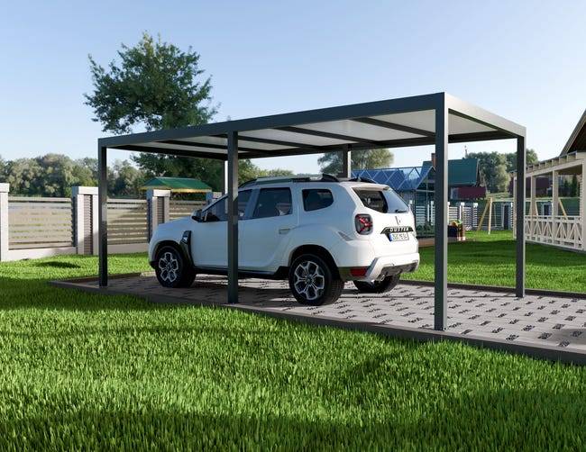 Carport aluminium autoportant 3x6 m anthracite Fabriqué en France - Image 3