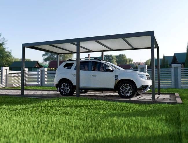 Carport aluminium autoportant 3x6 m anthracite Fabriqué en France - Image 2