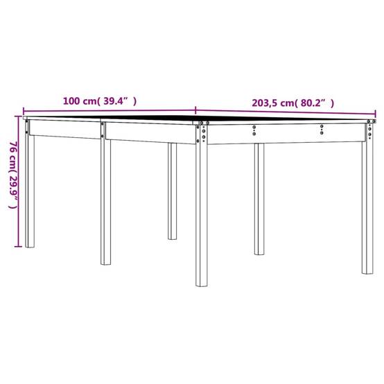 Table de jardin bois massif de pin marron miel 203,5 x 100 x 76 cm - PANGIVO - Image 8