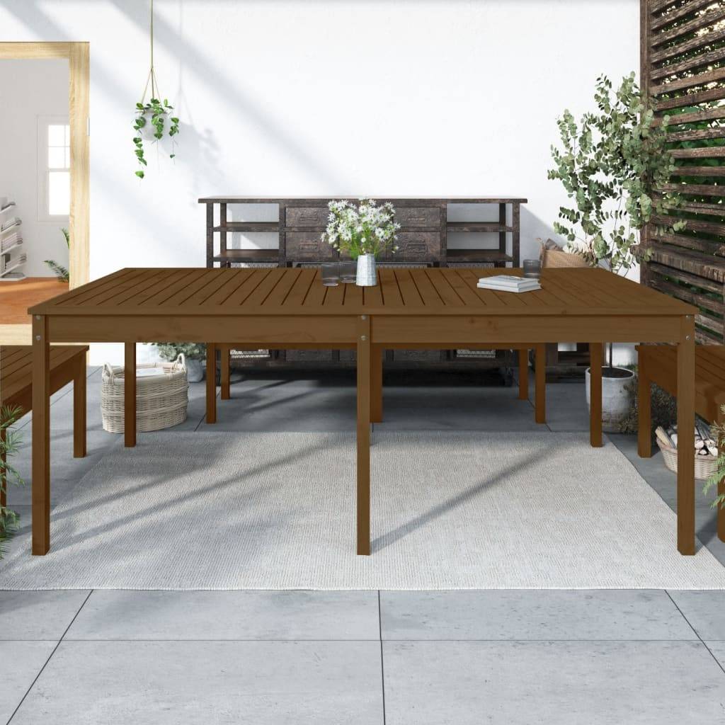 Table de jardin bois massif de pin marron miel 203,5 x 100 x 76 cm - PANGIVO - Image 1