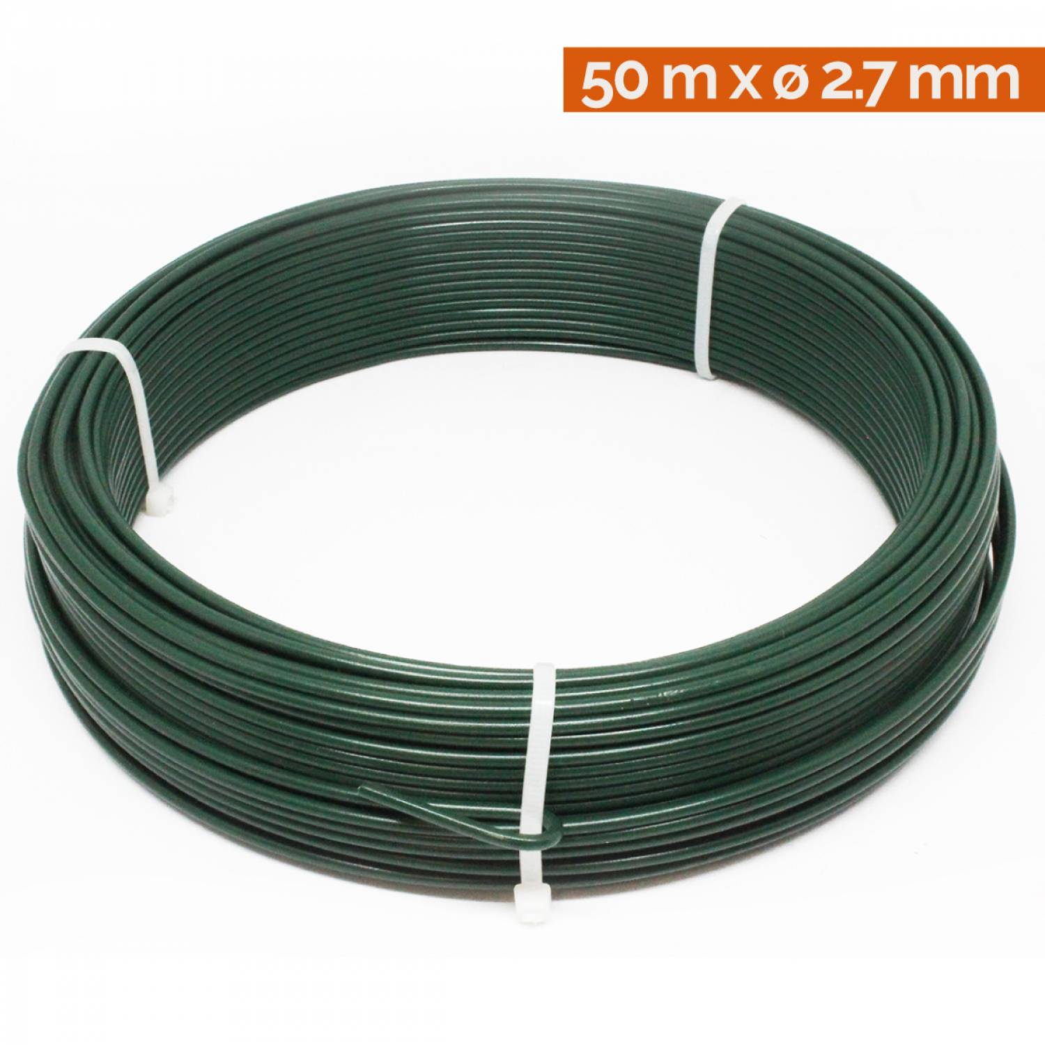Linxor - Fil de tension en acier galvanisé plastifié pour grillage ou autre - 50 m x 2.7mm Ø - Vert  - Linxor - Imagen 2