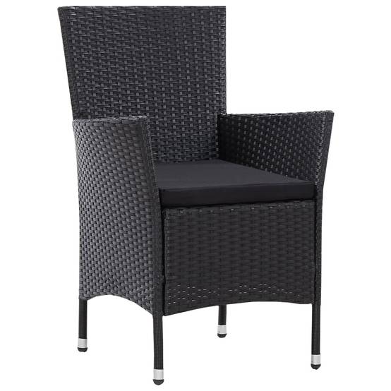 Salon de Jardin 4 Personnes Résine Tressée Table Carrée Repas Extérieur Noir – ComfortXL Outdoor Living - Image 5