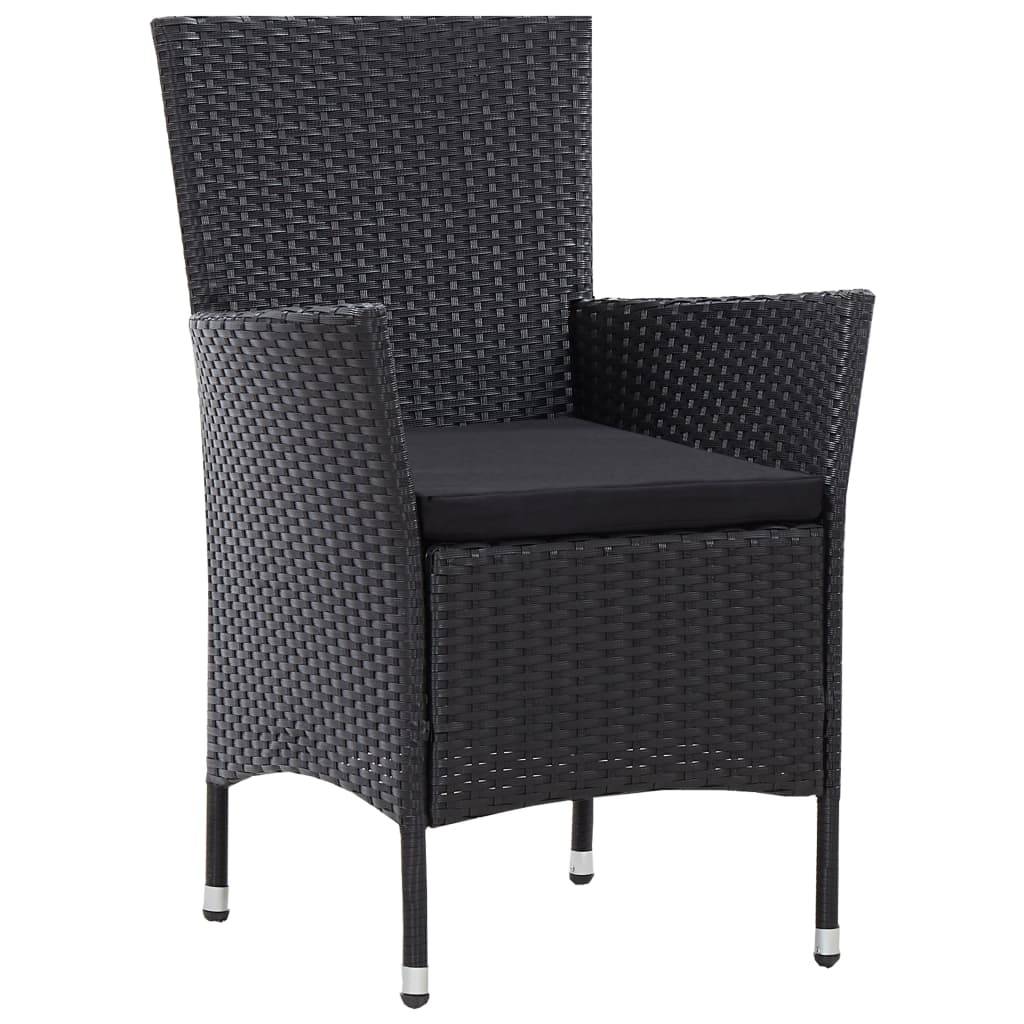 Salon de Jardin 4 Personnes Résine Tressée Table Carrée Repas Extérieur Noir – ComfortXL Outdoor Living - Image 5