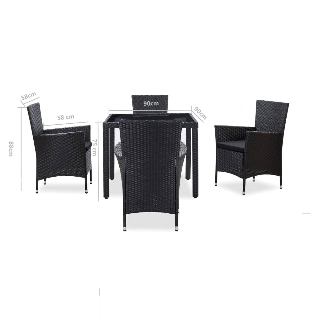 Salon de Jardin 4 Personnes Résine Tressée Table Carrée Repas Extérieur Noir – ComfortXL Outdoor Living - Image 10
