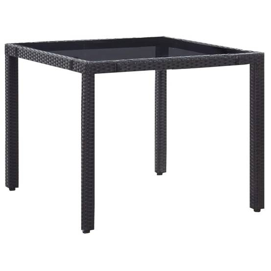 Salon de Jardin 4 Personnes Résine Tressée Table Carrée Repas Extérieur Noir – ComfortXL Outdoor Living - Image 3