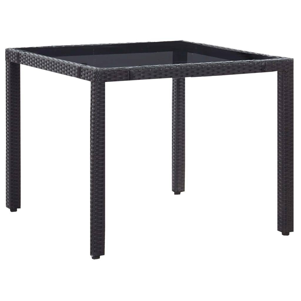 Salon de Jardin 4 Personnes Résine Tressée Table Carrée Repas Extérieur Noir – ComfortXL Outdoor Living - Image 3