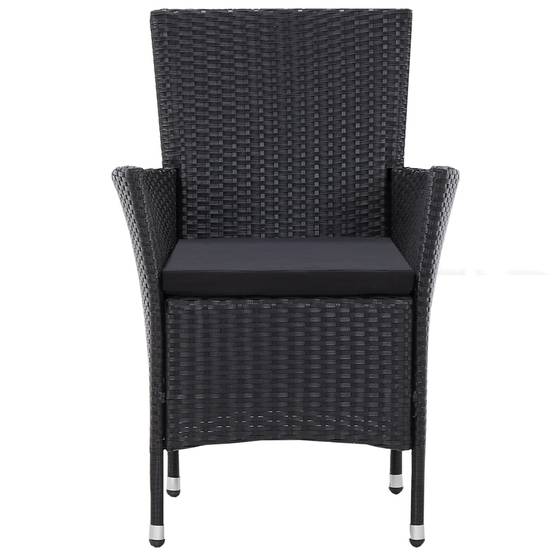 Salon de Jardin 4 Personnes Résine Tressée Table Carrée Repas Extérieur Noir – ComfortXL Outdoor Living - Image 4