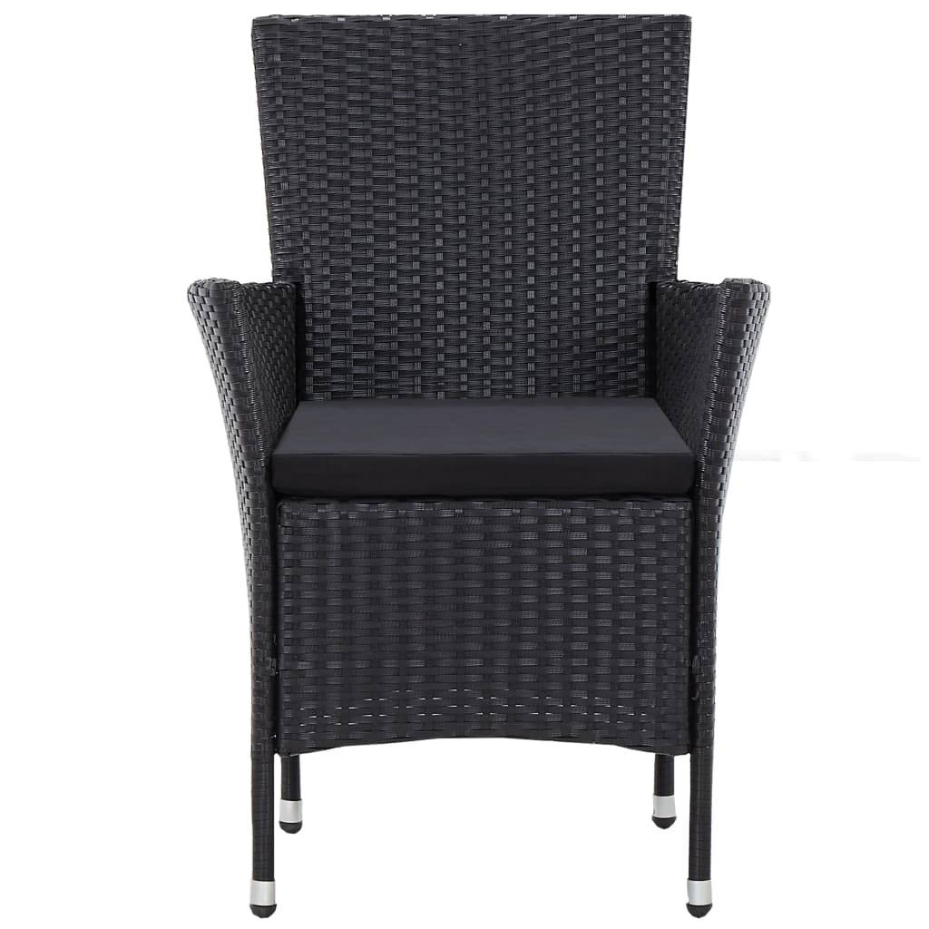 Salon de Jardin 4 Personnes Résine Tressée Table Carrée Repas Extérieur Noir – ComfortXL Outdoor Living - Image 4