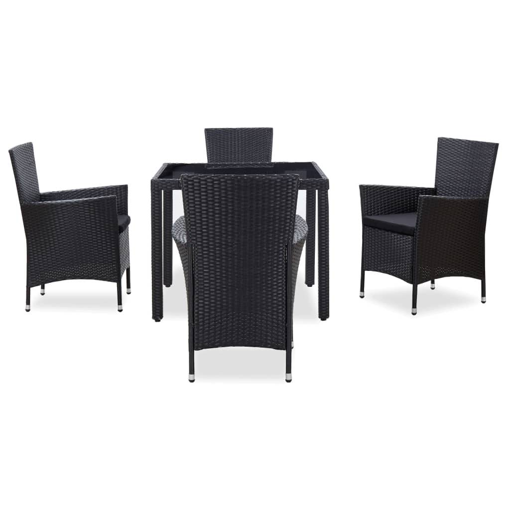 Salon de Jardin 4 Personnes Résine Tressée Table Carrée Repas Extérieur Noir – ComfortXL Outdoor Living - Image 2