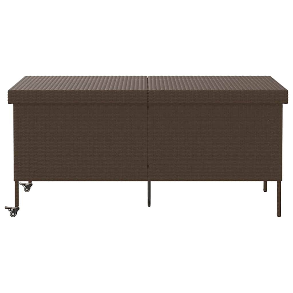 Malle de Rangement Extérieur XXL Poly Rotin à Roulettes Étanche avec Vérin à Gaz Marron 160x55x75 cm – ComfortXL Outdoor Living - Image 3