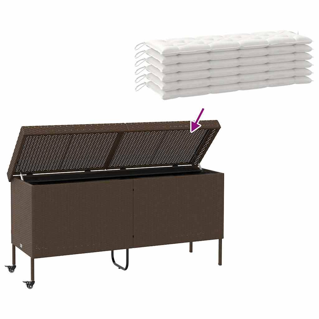 Malle de Rangement Extérieur XXL Poly Rotin à Roulettes Étanche avec Vérin à Gaz Marron 160x55x75 cm – ComfortXL Outdoor Living - Image 7