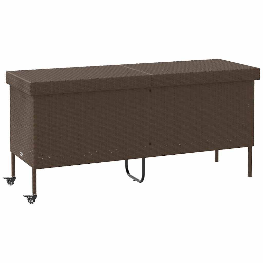 Malle de Rangement Extérieur XXL Poly Rotin à Roulettes Étanche avec Vérin à Gaz Marron 160x55x75 cm – ComfortXL Outdoor Living - Image 2