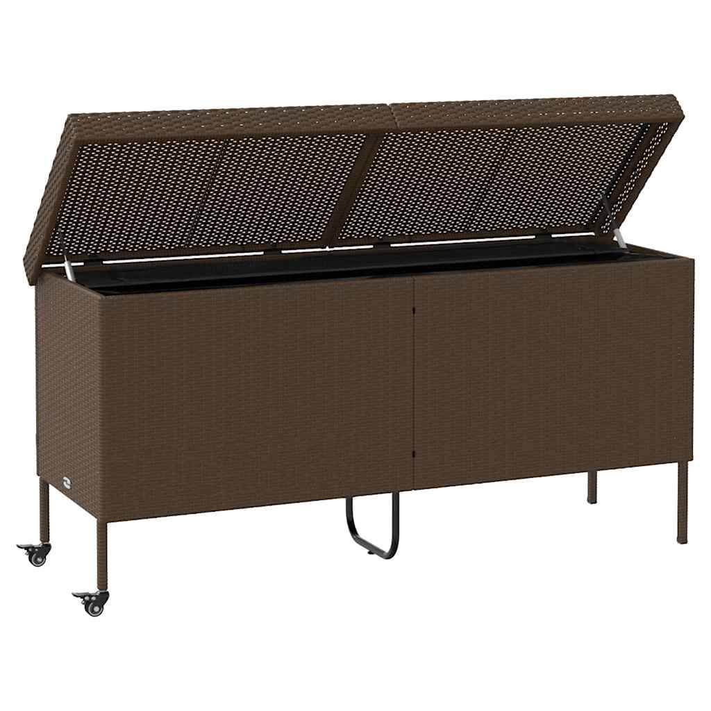Malle de Rangement Extérieur XXL Poly Rotin à Roulettes Étanche avec Vérin à Gaz Marron 160x55x75 cm – ComfortXL Outdoor Living - Image 4