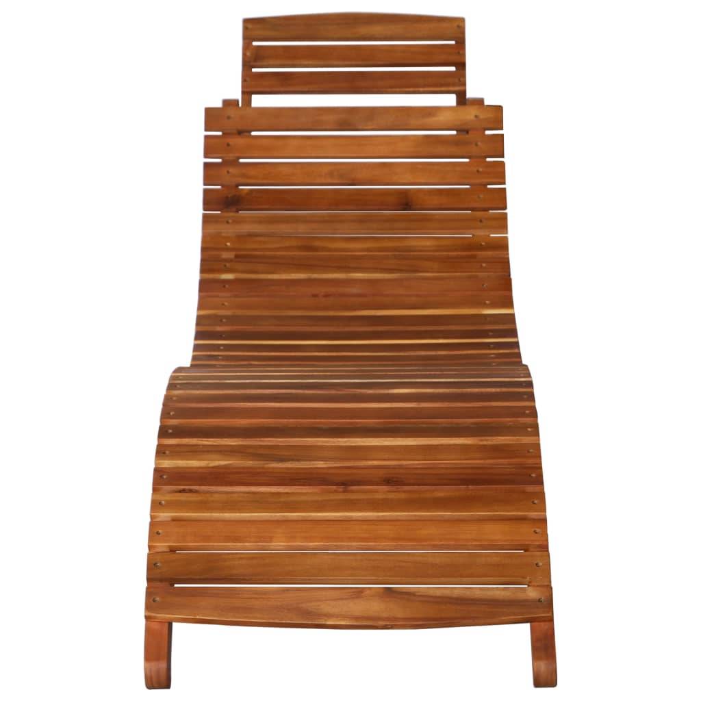 Helloshop26 - Transat chaise longue bain de soleil lit de jardin terrasse meuble d'extérieur avec table à thé 3 pcs bois d'acacia massif - Imagen 5