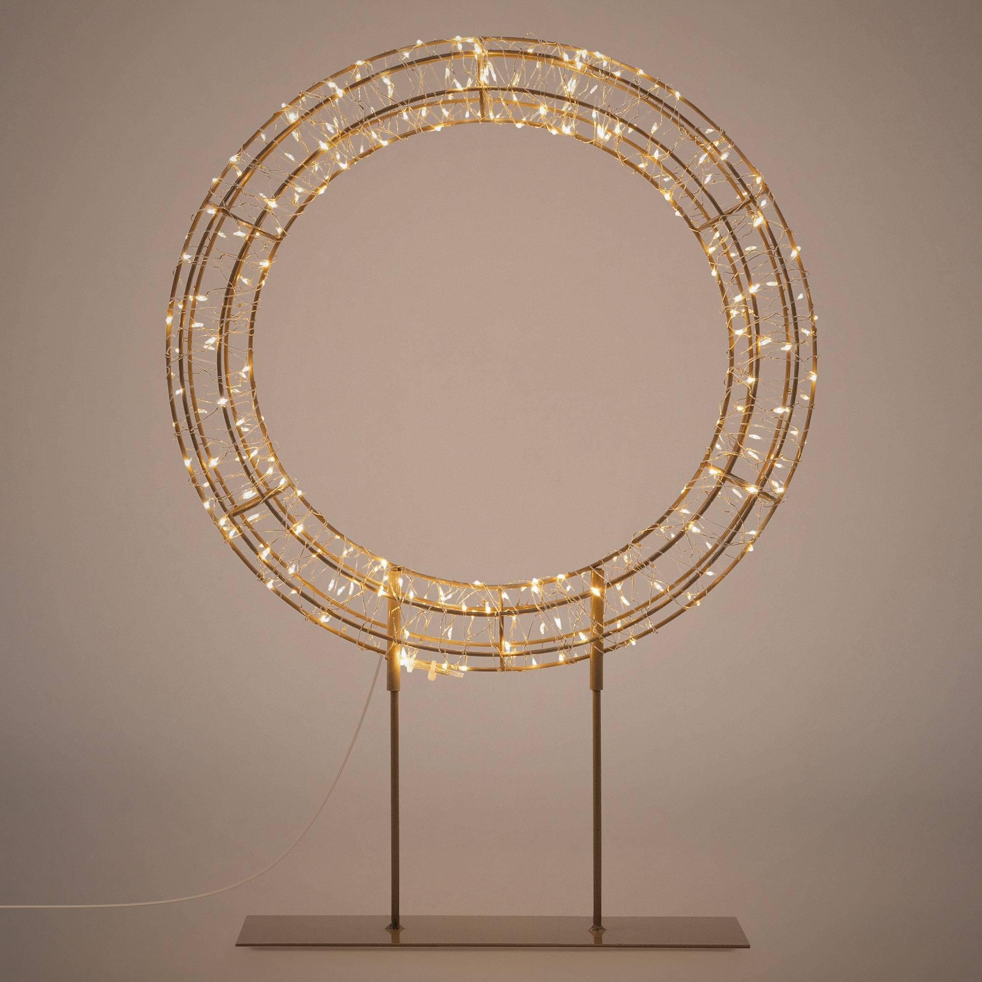 Ecd-Germany - Couronne de Noël LED sur pied, Ø 41,5 cm, décoration lumineuse, 200 LED lumière blanc chaud, intérieur et extérieur, anneau décoratif, cercle lumineux - Image 6