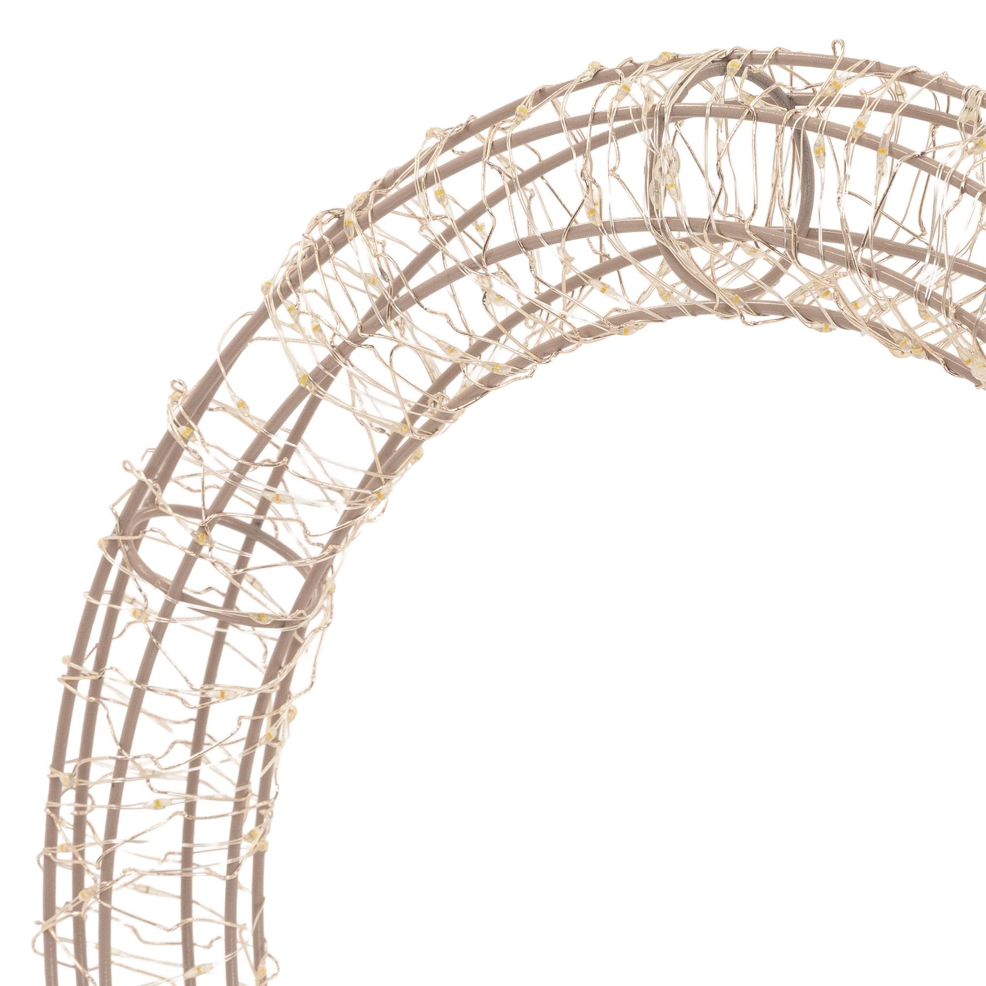 Ecd-Germany - Couronne de Noël LED sur pied, Ø 41,5 cm, décoration lumineuse, 200 LED lumière blanc chaud, intérieur et extérieur, anneau décoratif, cercle lumineux - Image 3