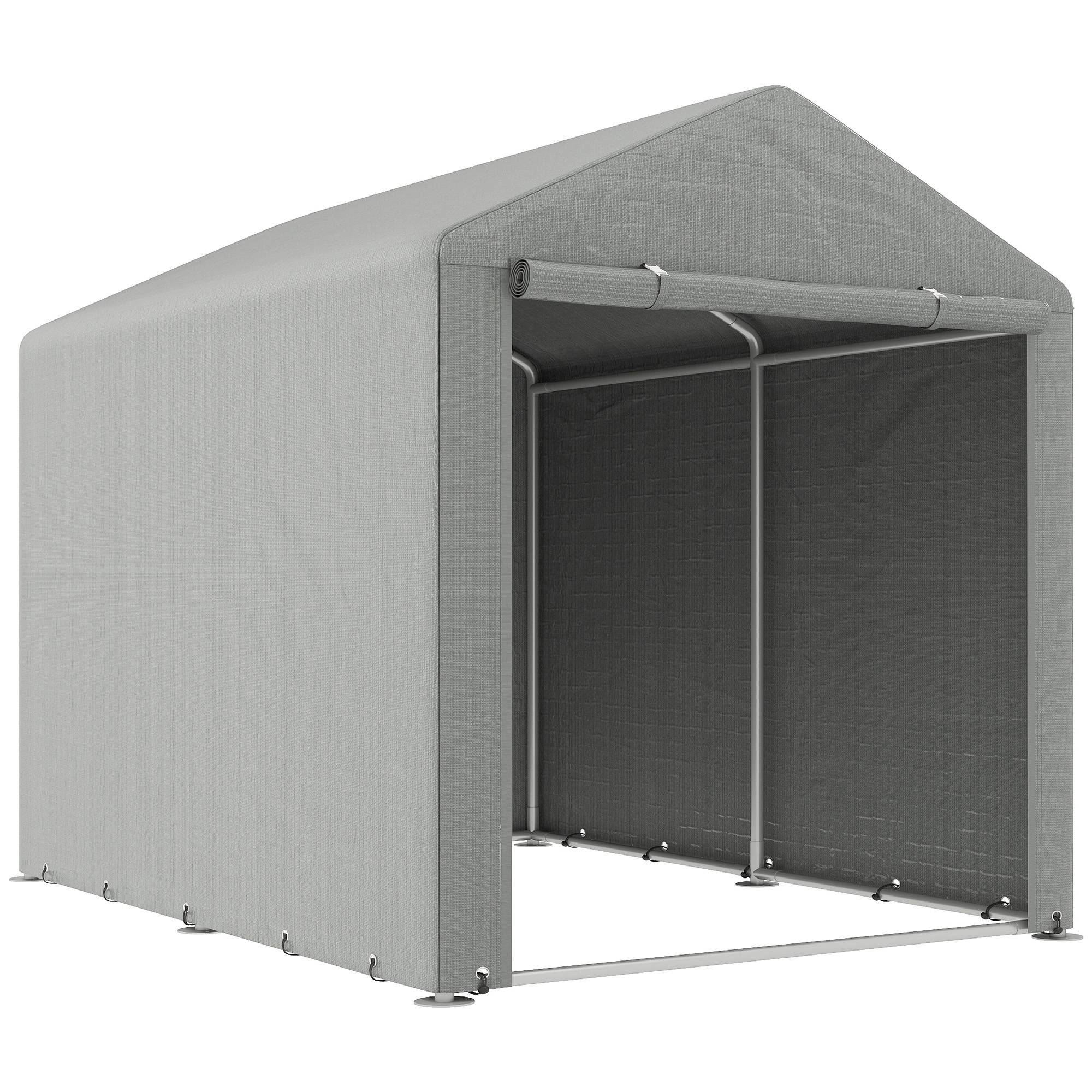 ComfortXL - Tente abri vélos métal extérieur housse PE porte zippée 160x218cm gris clair - ComfortXL Outdoor Living - Image 1