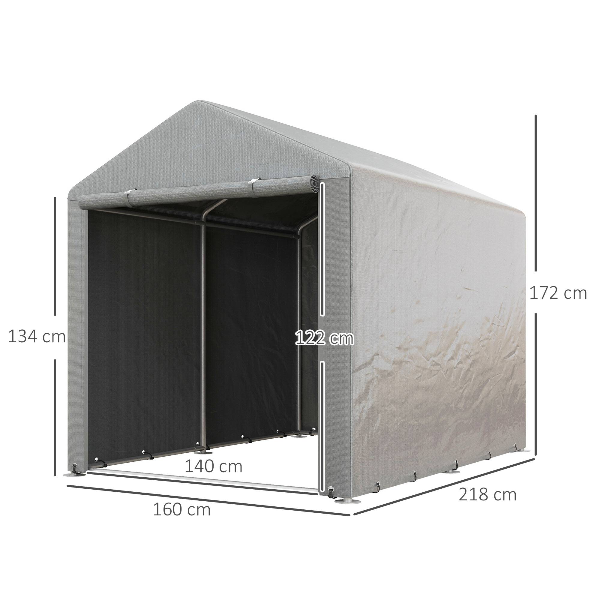 ComfortXL - Tente abri vélos métal extérieur housse PE porte zippée 160x218cm gris clair - ComfortXL Outdoor Living - Image 5
