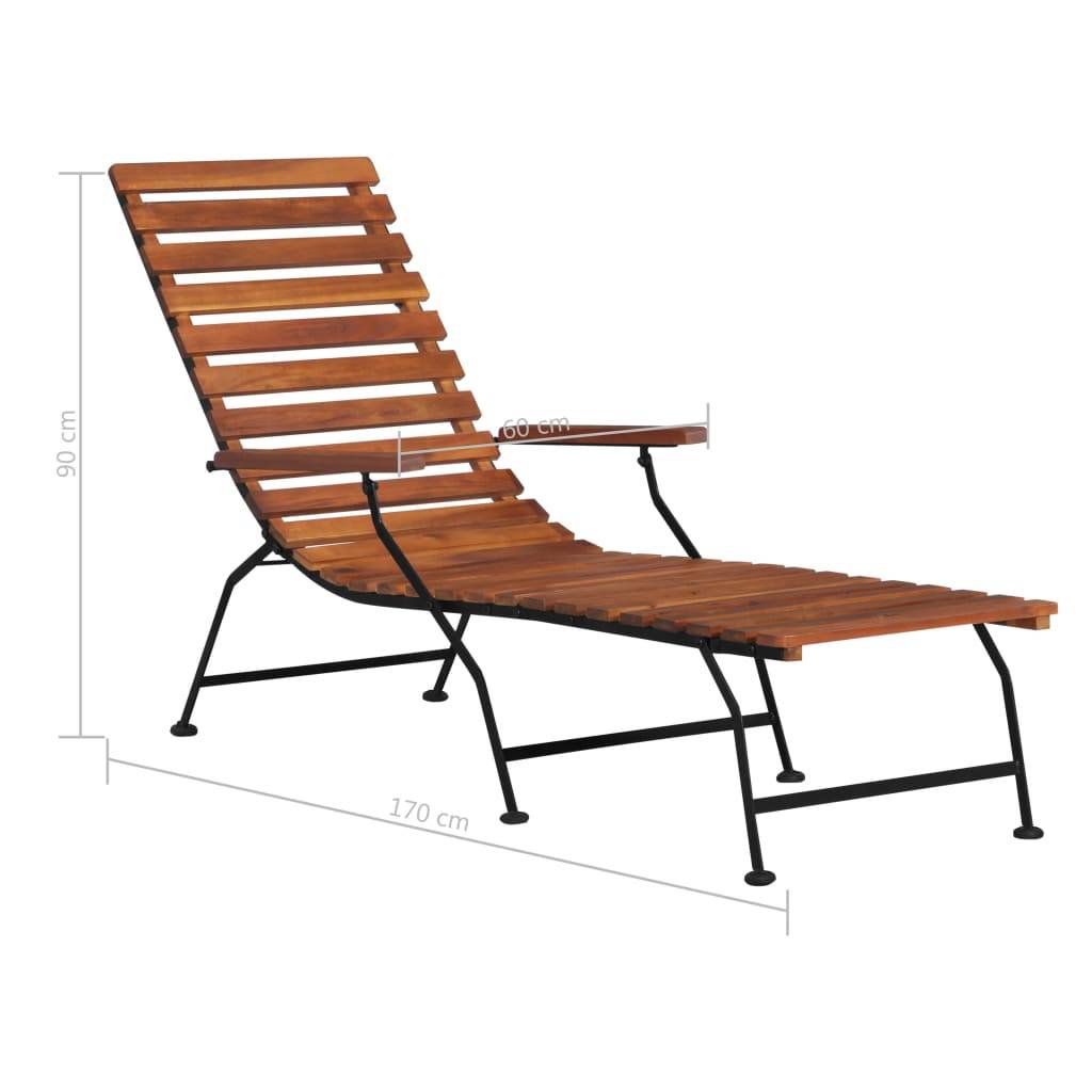 Helloshop26 - Chaise longue d'extérieur bois d'acacia solide - Imagen 6