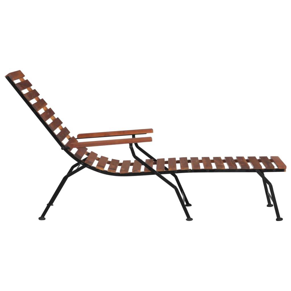Helloshop26 - Chaise longue d'extérieur bois d'acacia solide - Imagen 3